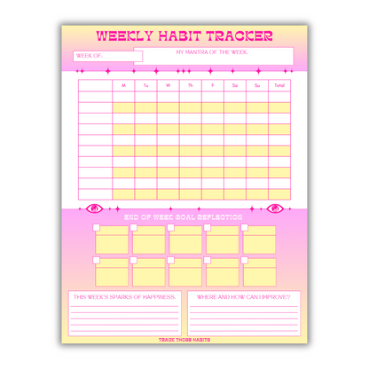 Starburst *Blank* Weekly Habit Tracker - Choose Your Color (Printable)