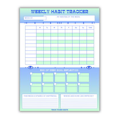 Starburst *Blank* Weekly Habit Tracker - Choose Your Color (Printable)