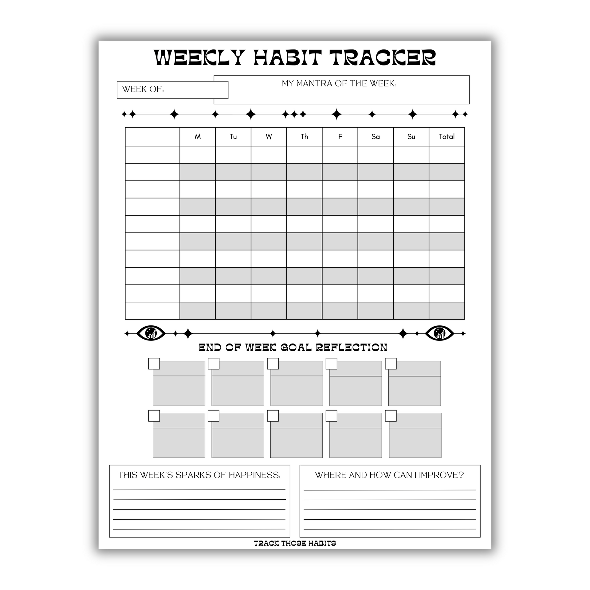 starburst *blank* weekly habit tracker - choose your color (printable)
