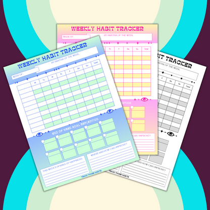 Starburst *Blank* Weekly Habit Tracker - Choose Your Color (Printable)