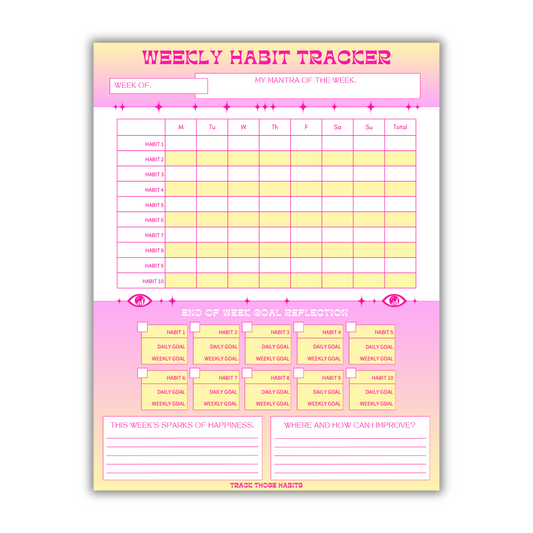 Starburst Customizable Weekly Habit Tracker - Pink Lemonade (Printable)