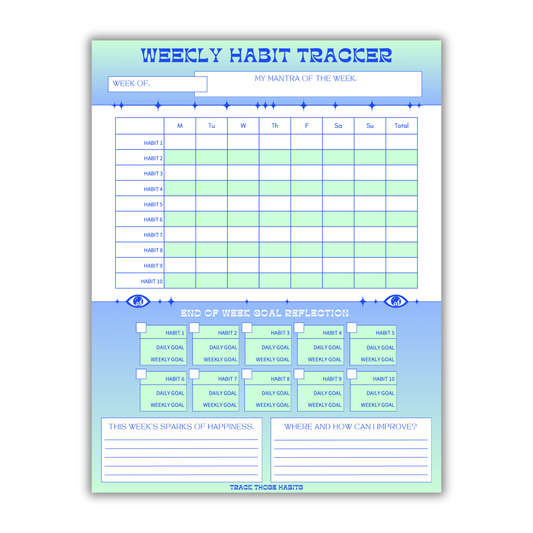 Starburst Customizable Weekly Habit Tracker - Blueberry Breeze (Printable)