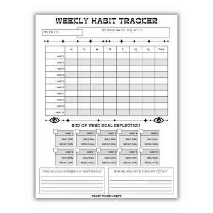 Starburst Customizable Weekly Habit Tracker - Cookies & Cream (Printable)