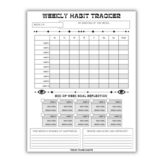 Starburst Customizable Weekly Habit Tracker - Cookies & Cream (Printable)