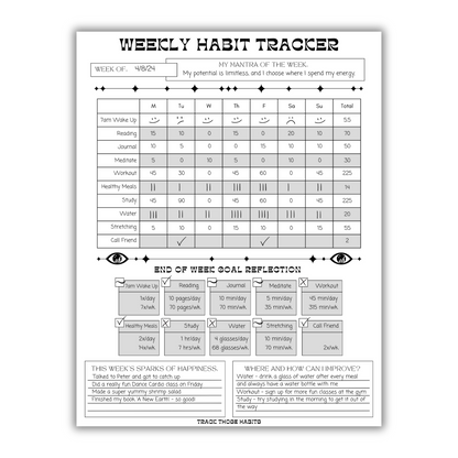 Starburst *Blank* Weekly Habit Tracker - Choose Your Color (Printable)